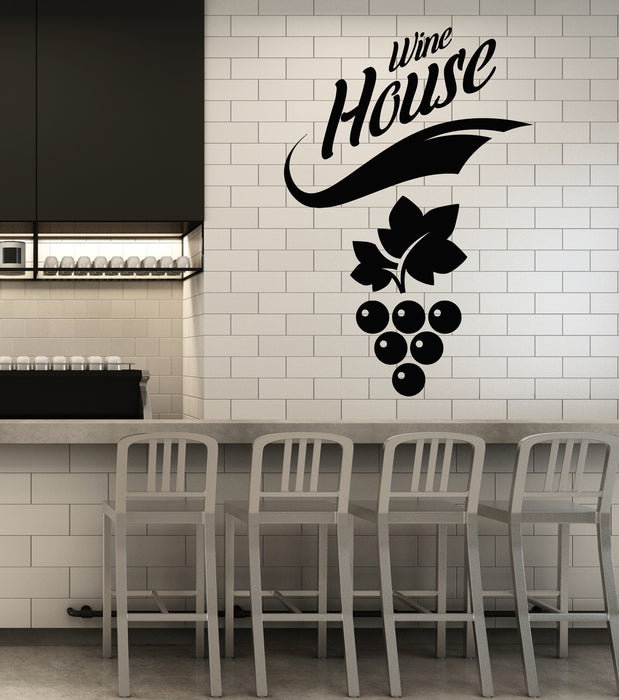 Vinyl Wall Decal Wine House Grapevine Drink Alcohol Restaurant Stickers Mural (g5275)