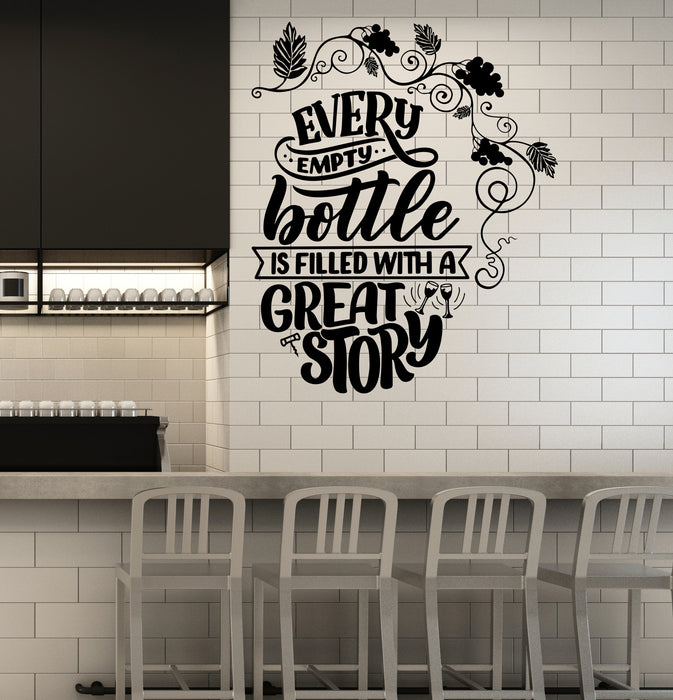 Vinyl Wall Decal Wine Cabinet Shop Quote Words Bar Restaurant Stickers Mural (ig6349)