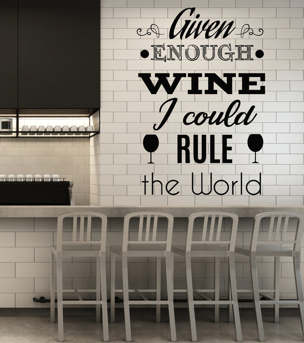 Vinyl Wall Decal Bar Restaurant Funny Kitchen Quote Wine Shop Stickers Mural (g5926)