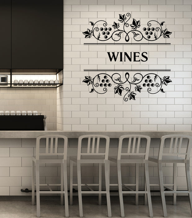 Vinyl Wall Decal Wine Cabinet Grape Bar Shop Decor Stickers Mural (ig6346)