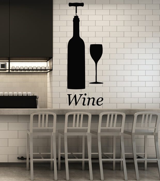 Vinyl Wall Decal Glass Wine Bottle Shop Alcohol Vault Restaurant Stickers Mural (g2852)