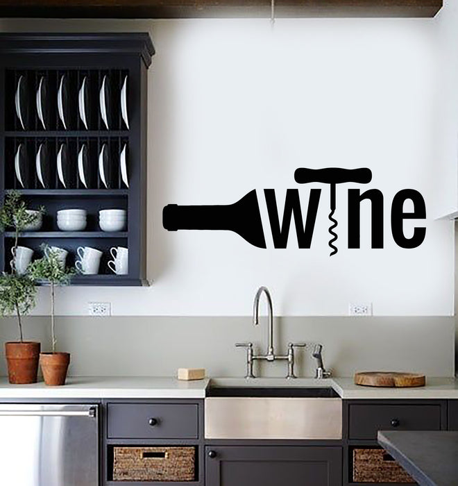 Vinyl Wall Decal Bar Art Wine Corkscrew Alcohol Bottle Opener Stickers Mural (g3433)