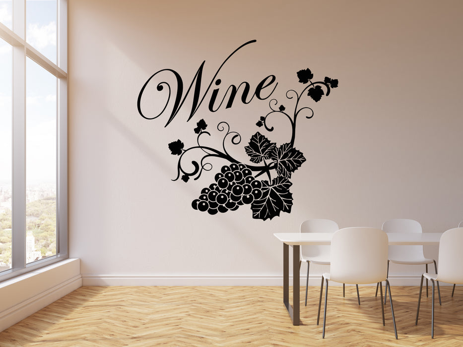 Vinyl Wall Decal Grape Branch Vine Berries Wine Shopstore Stickers Mural (g3466)