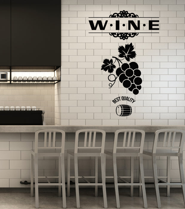 Vinyl Wall Decal Wine Restaurant Vine Grape Kitchen Bar Stickers Mural (g3481)