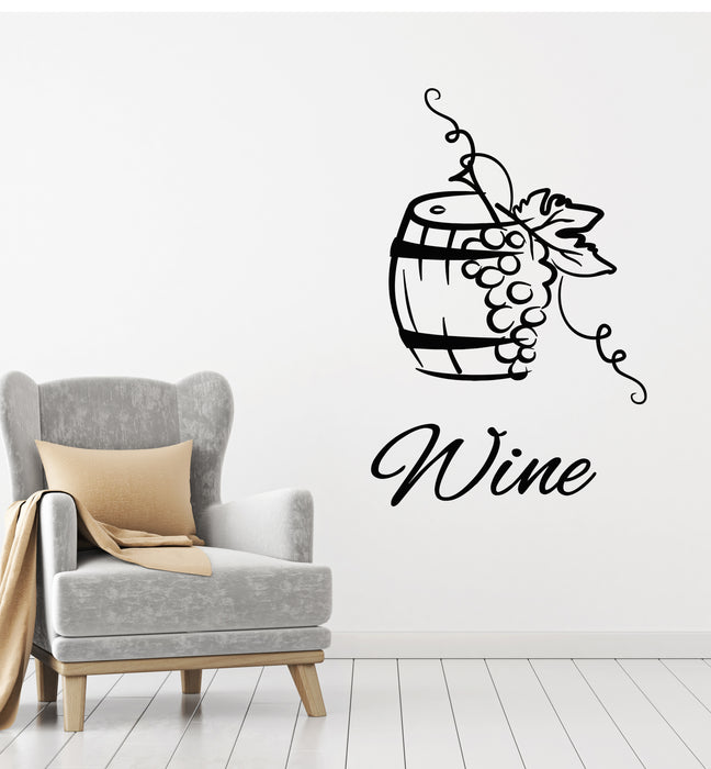 Vinyl Wall Decal Wine Shop Restaurant  Drink Barrel Vine Stickers Mural (g4489)