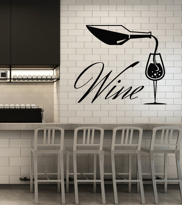 Vinyl Wall Decal Kitchen Wine Bottle Glass Cafe Restaurant Bar Stickers Mural (g4912)