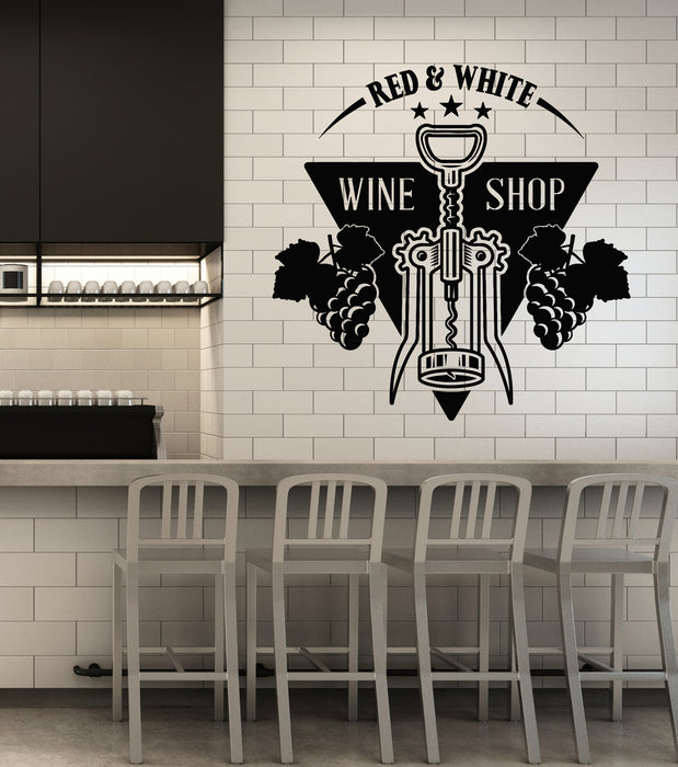 Vinyl Wall Decal Red White Wine Shop Grapevine Restaurant Stickers Mural (g5148)