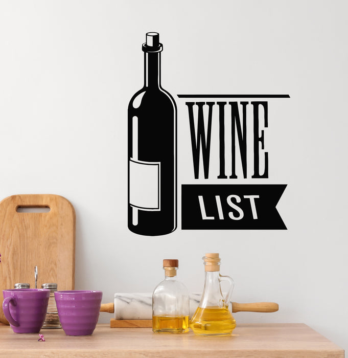 Vinyl Wall Decal  Wine List Bottle of Wine Shop Drinking Stickers Mural (g6326)
