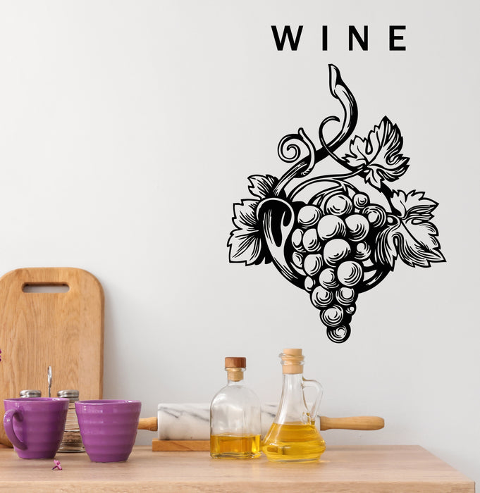 Vinyl Wall Decal Wine Grape Branch Vine Berries Alcohol Stickers Mural (g6598)