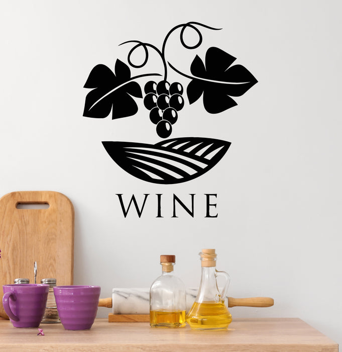 Vinyl Wall Decal Winery Grape Branch Vine Wine Shop Decor Stickers Mural (g7982)