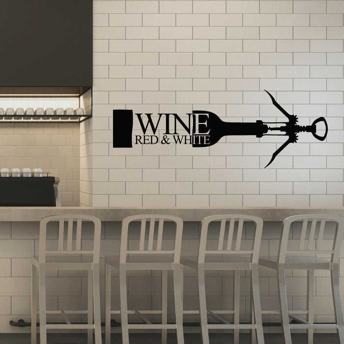 Vinyl Wall Decal Wine Red White Bottle Poetry Corkscrew Stickers Mural (g8120)