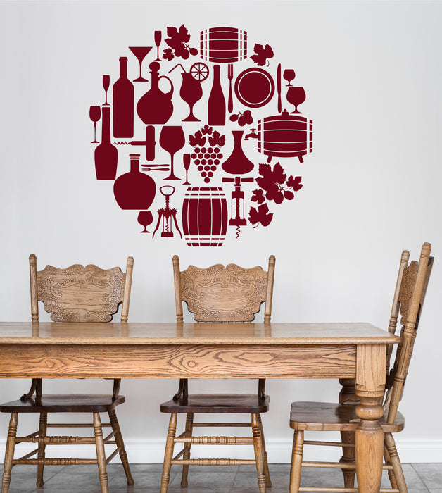 Vinyl Wall Decal Wine Winemaking Alcohol Restaurant Bar Decor Idea Stickers Mural (ig6269)