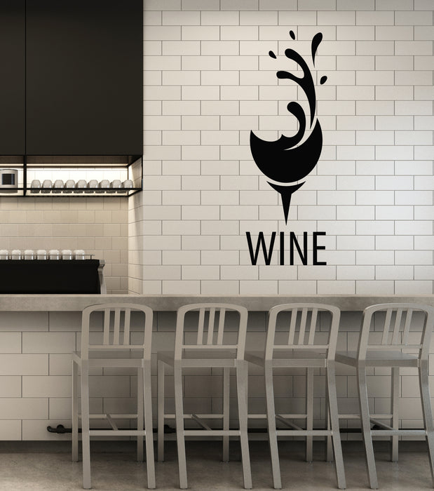Vinyl Wall Decal Abstract Glass Of Wine Grapes Kitchen Restaurant Stickers Mural (g7782)