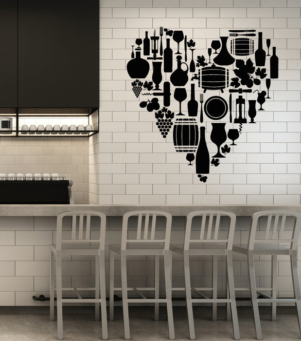 Vinyl Wall Decal Vine Wine Love Restaurant Glass Alcohol Winery Stickers Mural (g3313)