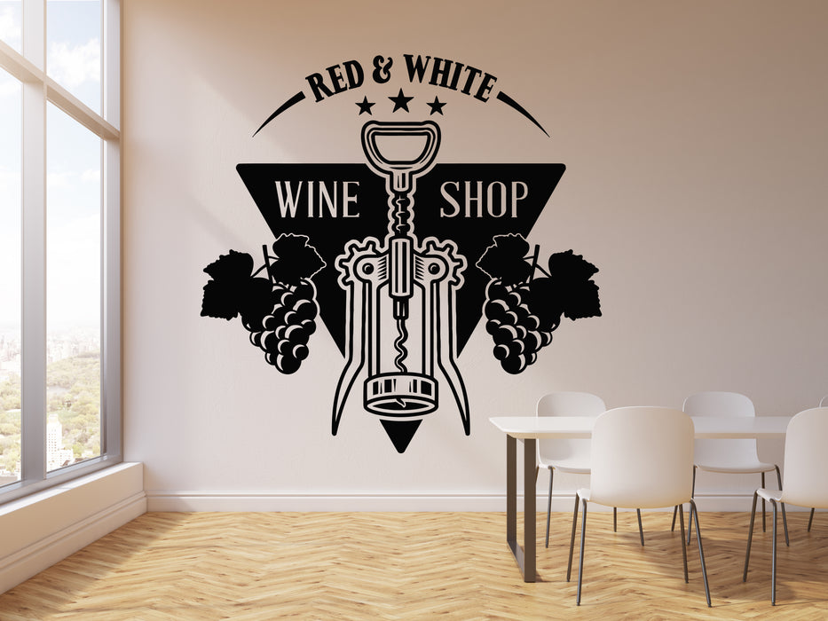 Vinyl Wall Decal Red White Wine Shop Grapevine Restaurant Stickers Mural (g5148)