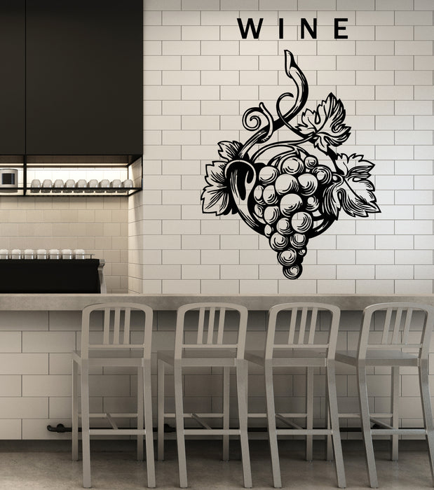 Vinyl Wall Decal Wine Grape Branch Vine Berries Alcohol Stickers Mural (g6598)