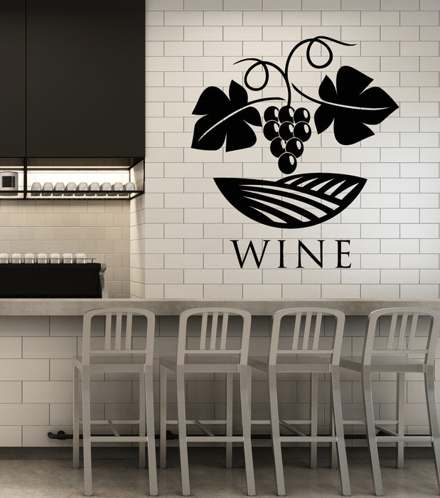Vinyl Wall Decal Winery Grape Branch Vine Wine Shop Decor Stickers Mural (g7982)