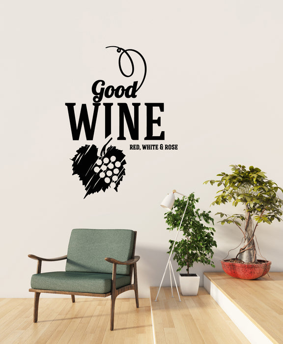 Vinyl Wall Decal Good Wine Red White Drinking Restaurant  Stickers Mural (g8119)