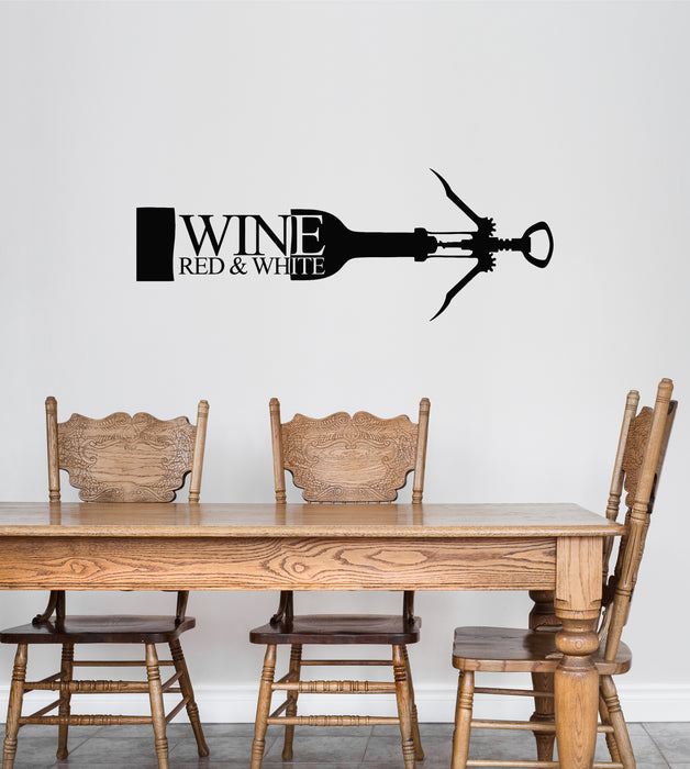 Vinyl Wall Decal Wine Red White Bottle Poetry Corkscrew Stickers Mural (g8120)
