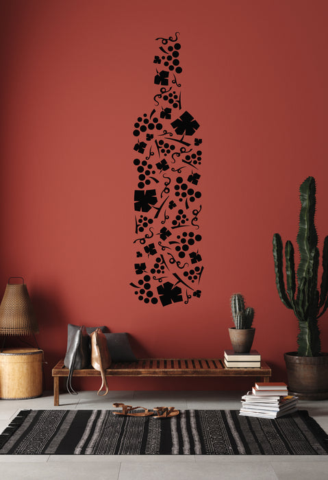 Vinyl Wall Decal Bar Shop Restaurant Business Wine Silhouette Grape Stickers Mural (g8473)