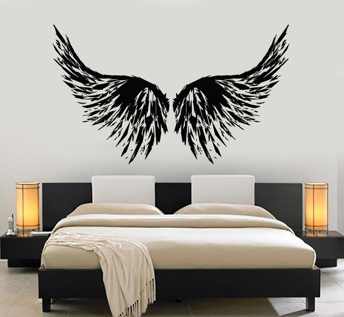 Vinyl Wall Decal Abstract Big Bird Wings Bedroom Interior Art Stickers ...