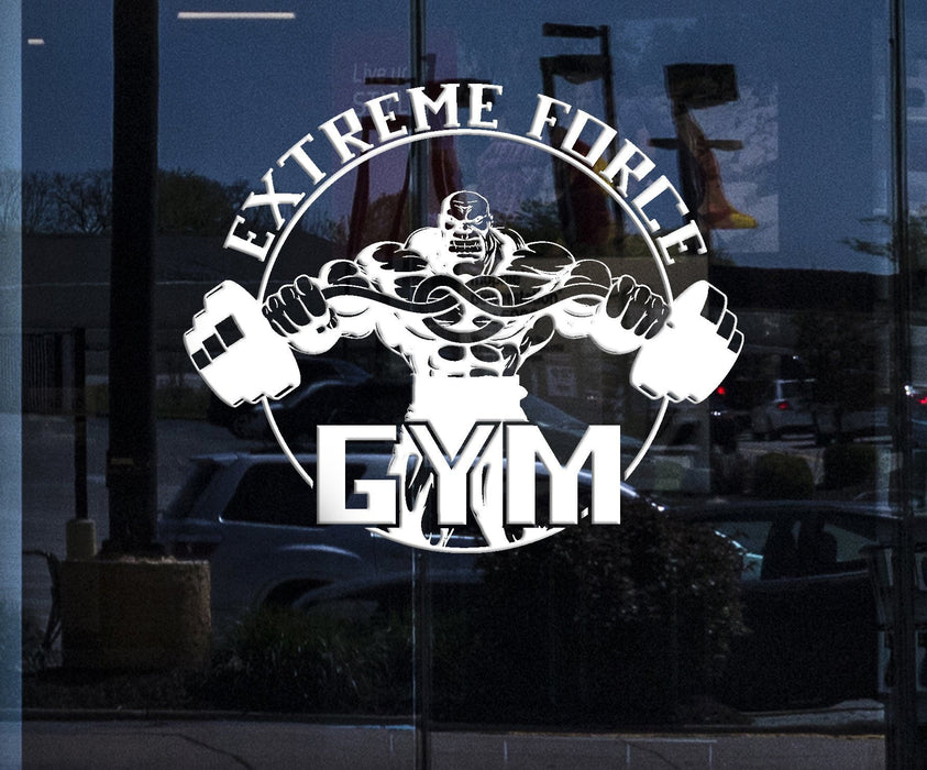 Window Sign and Window Wall Sticker Vinyl Decal Gym Extreme Force Bodybuilding Fitness Sport Unique Gift (ig2190w)