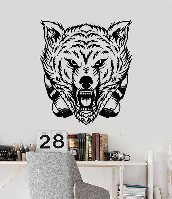 Vinyl Wall Decal Animal Zoo Tribal Wolf Head Headphones Stickers Mural (g2800)