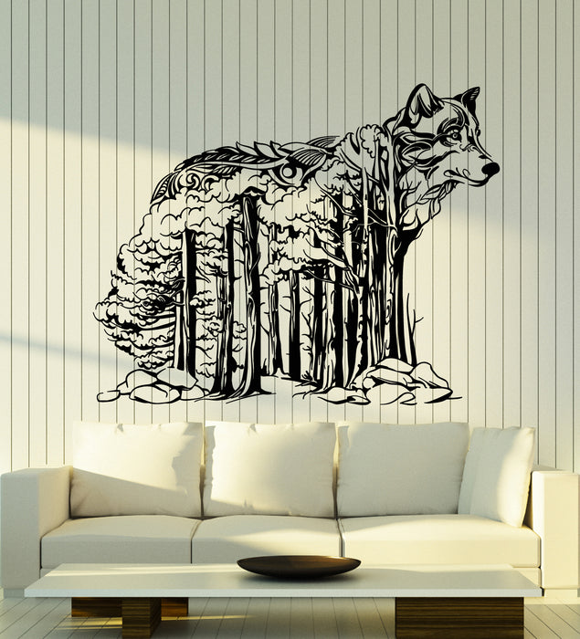 Vinyl Wall Decal Abstract Wolf Animal Nature Forest Tribal Art Stickers Mural (g3180)