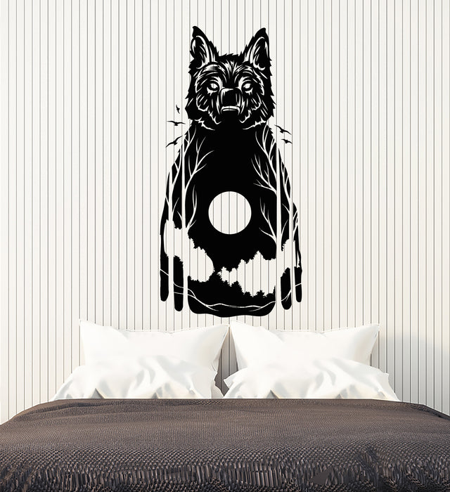 Vinyl Wall Decal Wolf Animal Nature Moon Bedroom Stickers Mural (g3134)