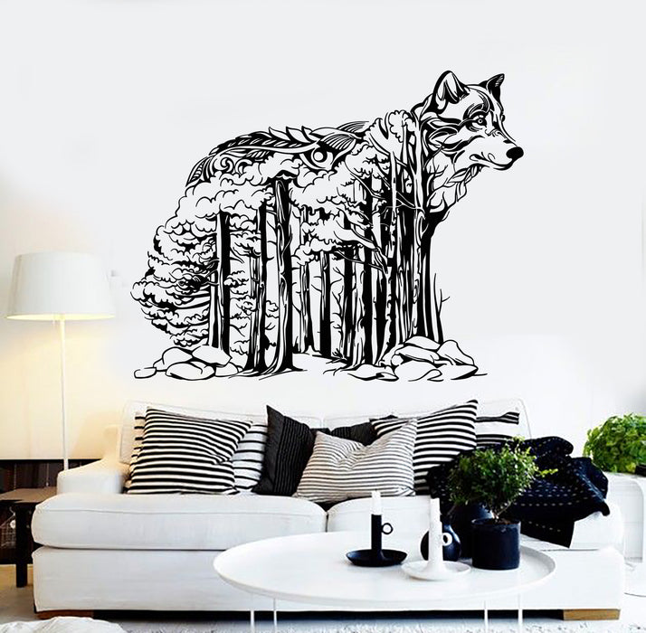 Vinyl Wall Decal Abstract Wolf Animal Nature Forest Tribal Art Stickers Mural (g3180)