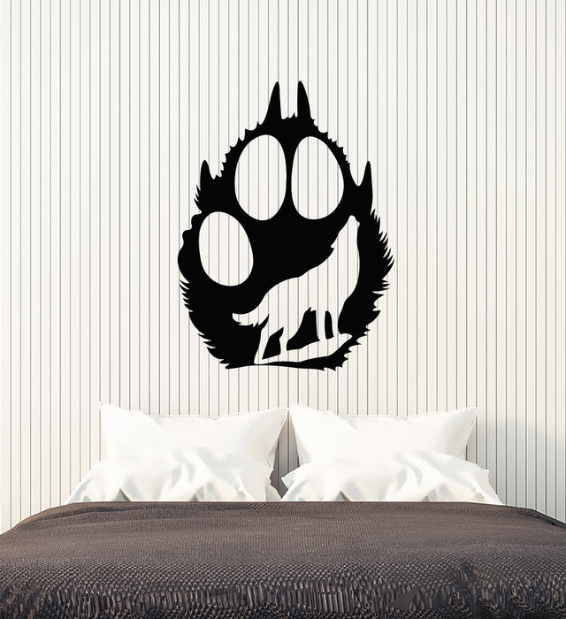 Vinyl Wall Decal Tribal Predator Howling Wolf Paw Prints Night Stickers Mural (g4315)