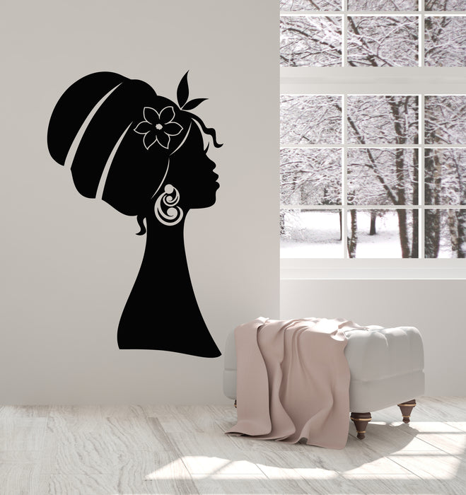 Vinyl Wall Decal African Beauty Woman Head Turban Stickers Mural (g1519)