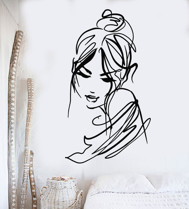 Vinyl Wall Decal Beauty Abstract Sexy Woman Sketch  Drawing Fashion Stickers Mural (g947)