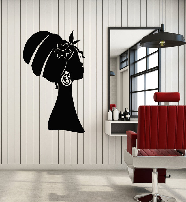 Vinyl Wall Decal African Beauty Woman Head Turban Stickers Mural (g1519)