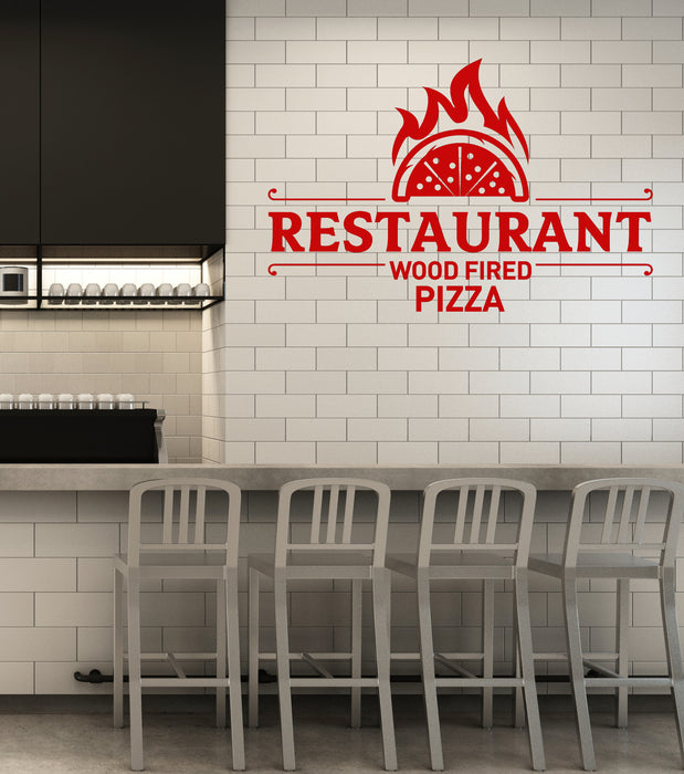 Vinyl Wall Decal Wood Fired Pizza Italian Restaurant Pizzeria Stickers Mural (ig6436)