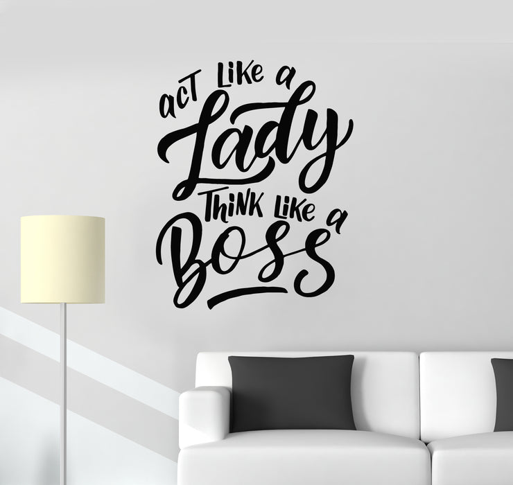 Vinyl Wall Decal Lady Boss Inspiring Quote Words Business Office Stickers Mural (g1028)