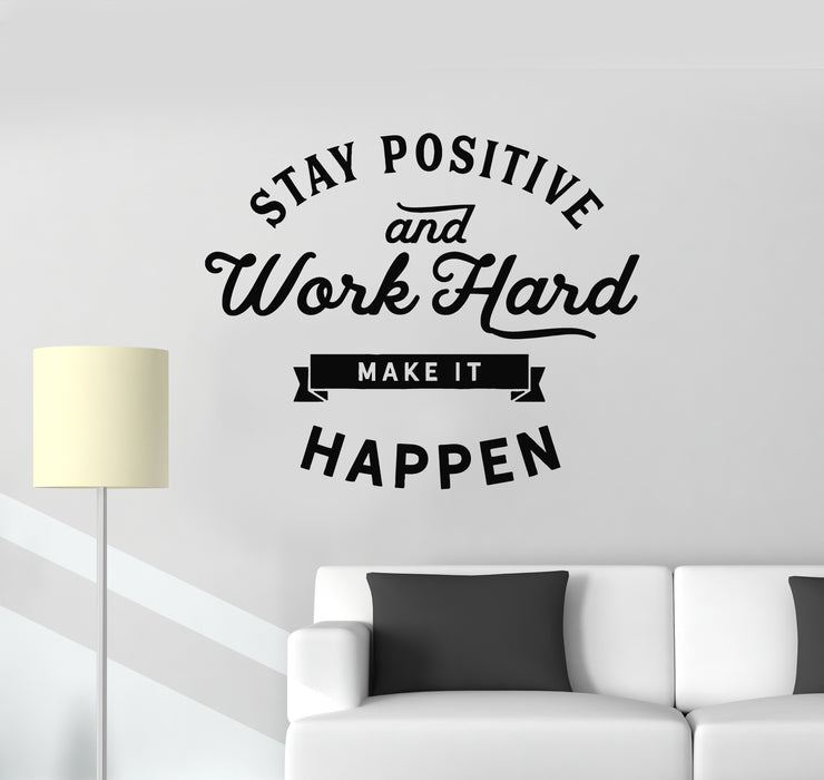 Vinyl Wall Decal Stay Positive Motivation Phrase Quote Lettering Stickers Mural (g1048)