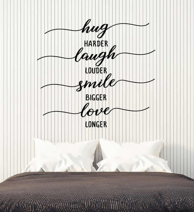 Autocollant mural en vinyle Hug Harder Love Longer Phrase Mots Décor Autocollants Mural (g7572)