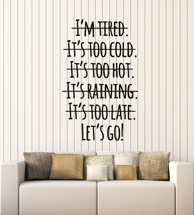 Vinyl Wall Decal Inspiring Letters Motivation Phrase Words Let's Go Stickers Mural (g2976)