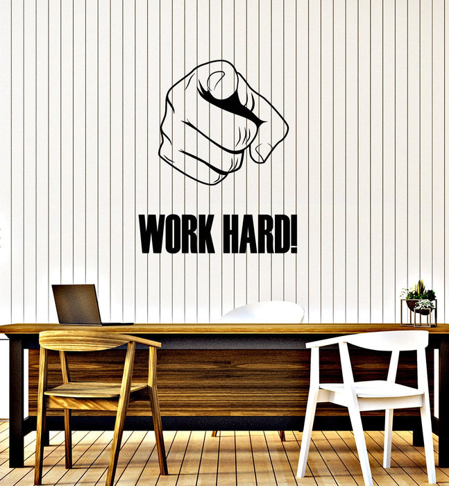 Work Hard Vinyl Wall Decal Hand Motivational Phrase Office Space Decor Stickers Mural (ig5328)