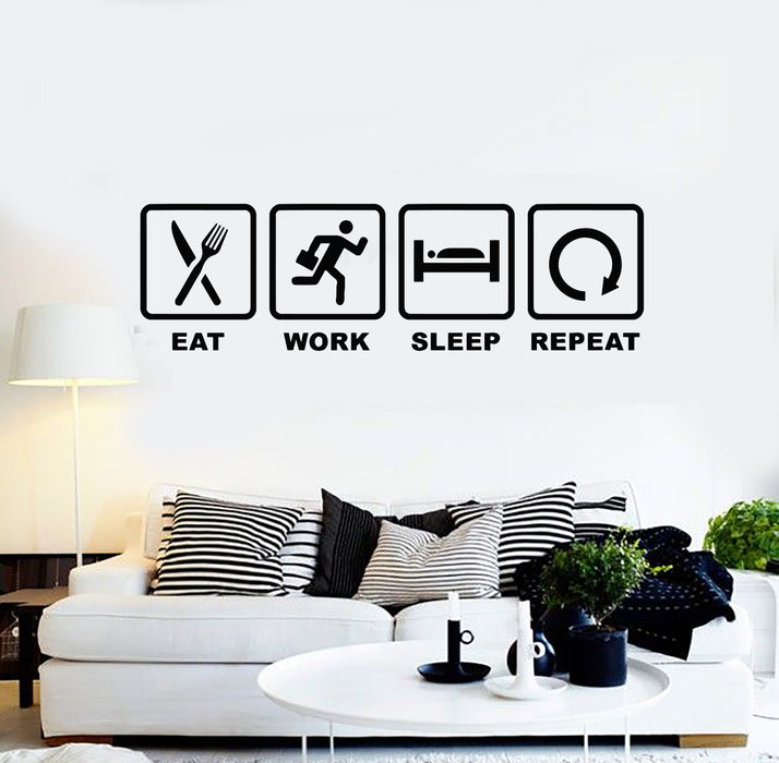 Виниловые наклейки на стену со словами «Ешь, работай, спи», повторяющиеся наклейки для украшения стола (g1578)