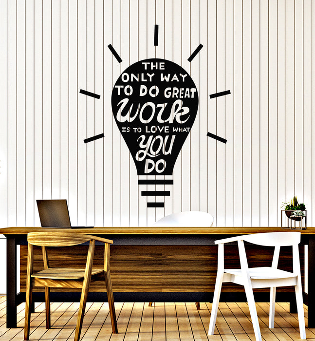 Vinyl Wall Decal Lamp Bulb Job Work Office Style Decor Quote Stickers Mural (g2418)