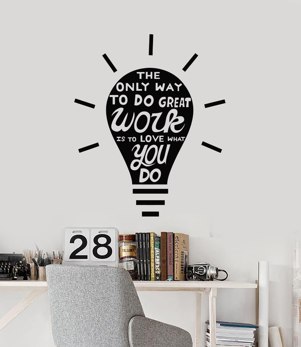 Vinyl Wall Decal Lamp Bulb Job Work Office Style Decor Quote Stickers Mural (g2418)