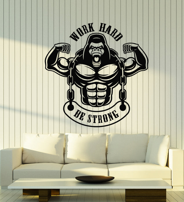Vinyl Wall Decal Fitness Club Trainer Gym Motivational Sport  Gorilla Stickers Mural (g2885)