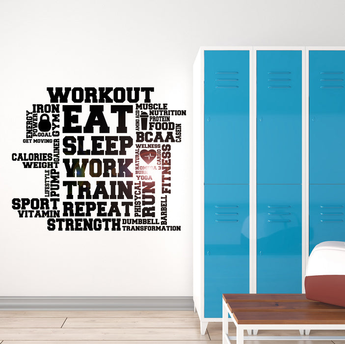 Vinyl Wall Decal Gym Fitness Lifestyle Sports Health Healthy Workout Words Stickers Mural (ig6294)