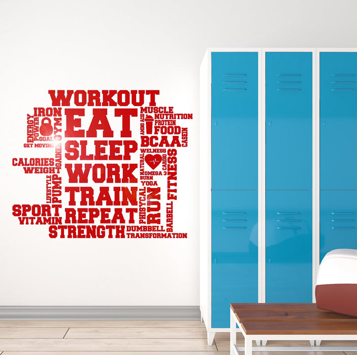 Vinyl Wall Decal Gym Fitness Lifestyle Sports Health Healthy Workout Words Stickers Mural (ig6294)