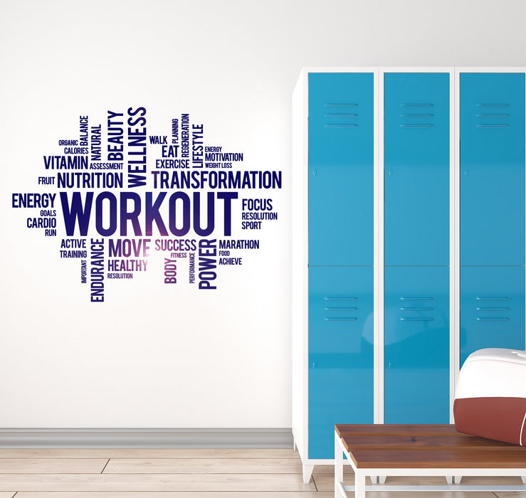 Vinyl Wall Decal Workout Wellness Health Gym Fitness Center Sport Motivational Words Stickers Mural (ig6249)
