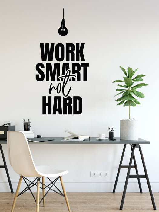 Vinyl Wall Decal Work Smart Not Hard Worker Motivation Phrase Stickers Mural (g8148)
