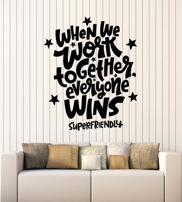 Vinyl Wall Decal Hand Drawn Lettering Quote Work Together Stickers Mural (g7933)