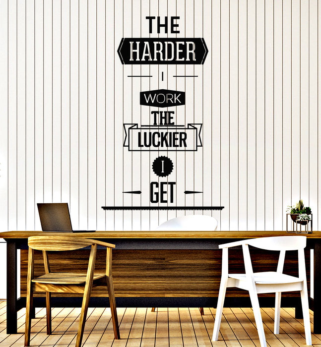 Vinyl Wall Decal Quote Phrase Harder Work  Luckier I Get Stickers Mural (g5195)